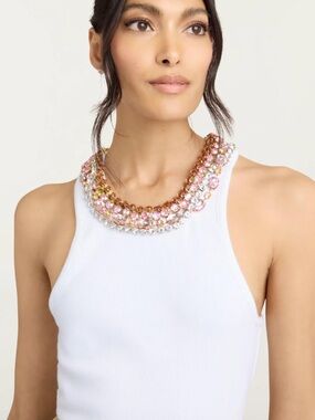 Cinq a sept Lizzie rhinestone embellished necklace tank top